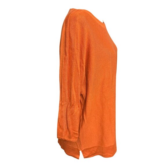 Chico's Sweater Size 3 XL Orange 3/4 Sleeve Touch of Cashmere Shirt Top - Picture 3 of 11